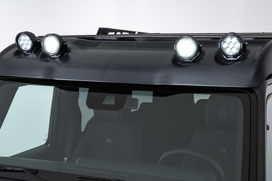 Carbon wind deflector with LED headlights