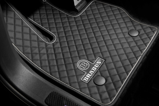 Floor mats leather quilted black-grey