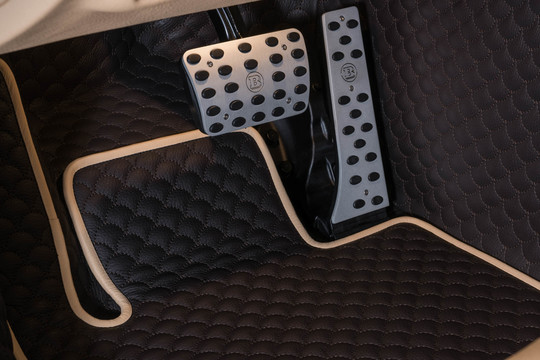 Leather vehicle flooring, quilted